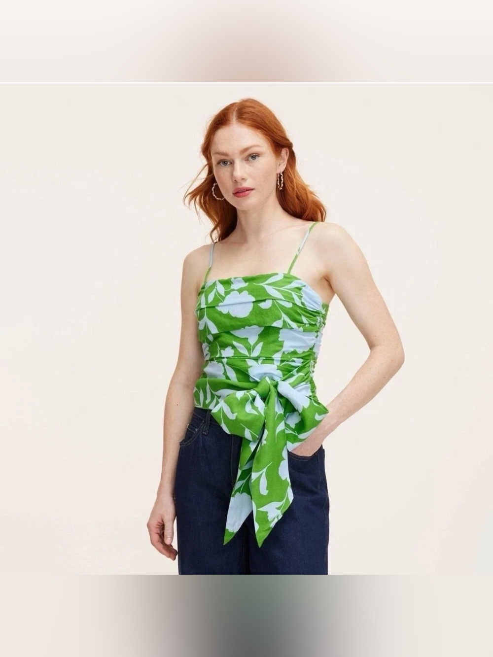 Kate Spade x Target Green Floral Tie-Waist Cami Top